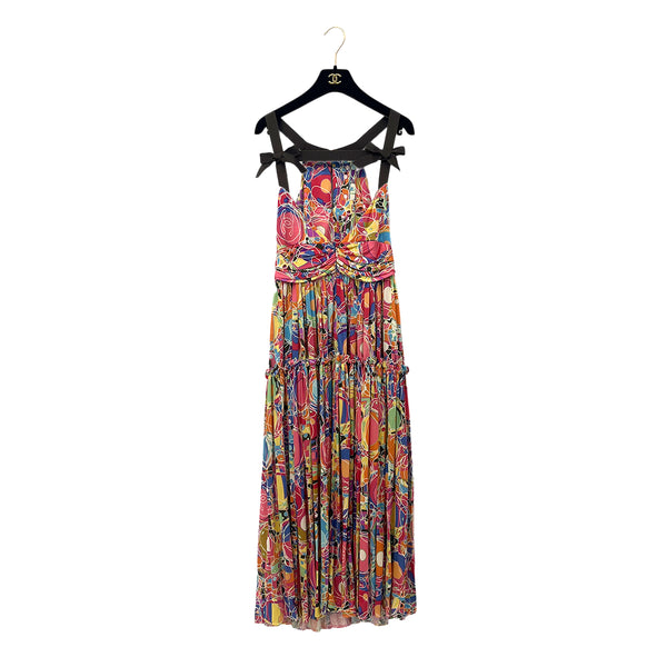 CHANEL KALEIDOSCOPE PATTERN DRESS MULTICOLOR SILK 36 08P RTW 90288506