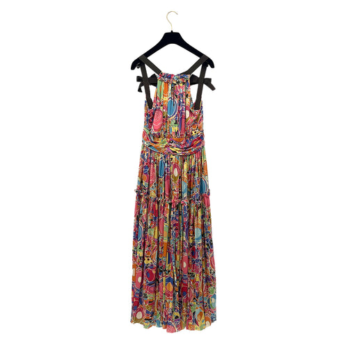 CHANEL KALEIDOSCOPE PATTERN DRESS MULTICOLOR SILK 36 08P RTW 90288506