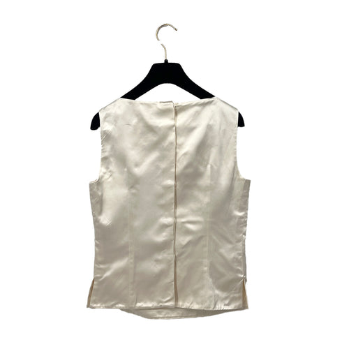 CHANEL SLEEVELESS TOPS LIGHT BEIGE SILK 36 07A RTW 90288507