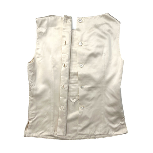CHANEL SLEEVELESS TOPS LIGHT BEIGE SILK 36 07A RTW 90288507