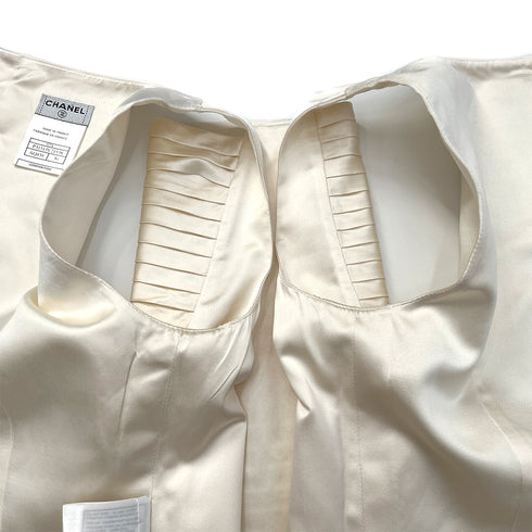 CHANEL SLEEVELESS TOPS LIGHT BEIGE SILK 36 07A RTW 90288507