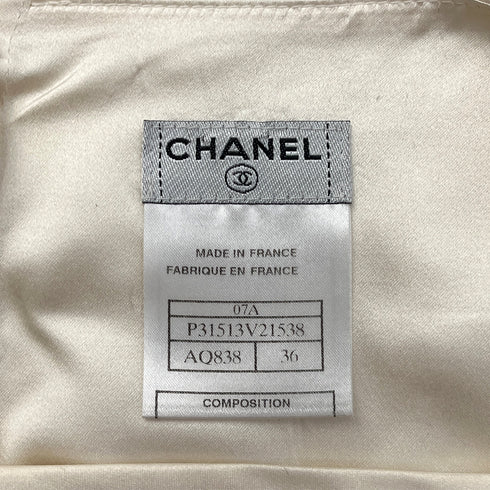 CHANEL SLEEVELESS TOPS LIGHT BEIGE SILK 36 07A RTW 90288507