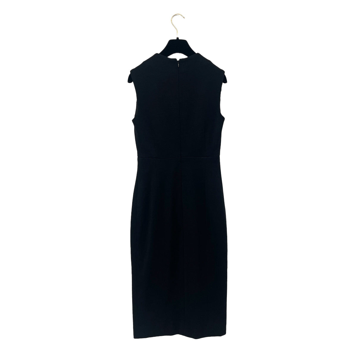 CHANEL VINTAGE SLEEVELESS DRESS COCO BUTTON BLACK WOOL 38 95A RTW 90288508