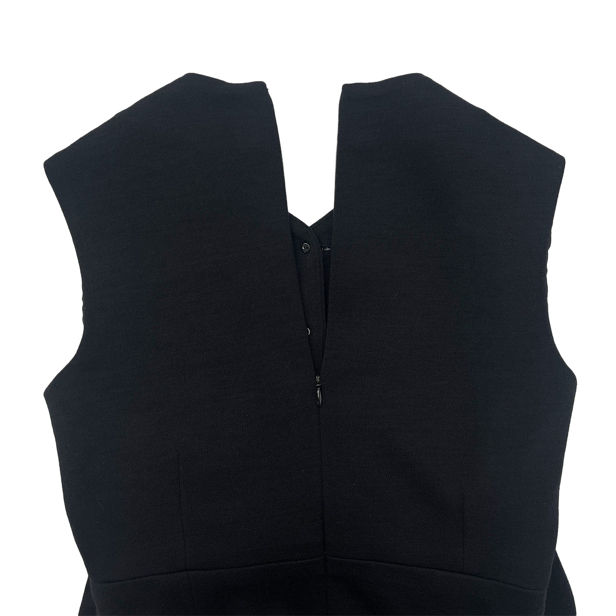 CHANEL VINTAGE SLEEVELESS DRESS COCO BUTTON BLACK WOOL 38 95A RTW 90288508