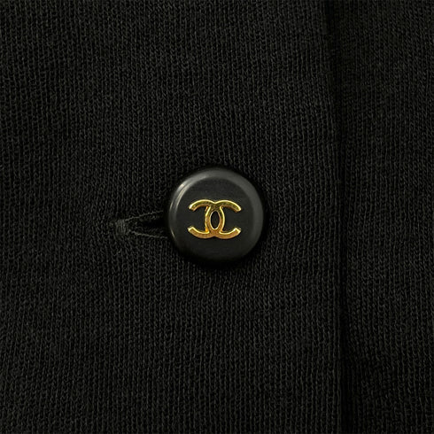 CHANEL VINTAGE SLEEVELESS DRESS COCO BUTTON BLACK WOOL 38 95A RTW 90288508 - PURPOSE