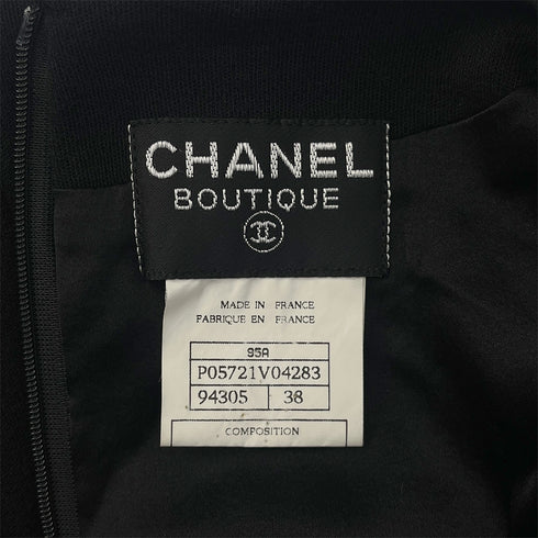 CHANEL VINTAGE SLEEVELESS DRESS COCO BUTTON BLACK WOOL 38 95A RTW 90288508 - PURPOSE