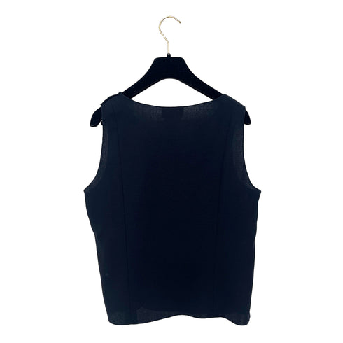 CHANEL VINTAGE COCO BUTTIN SLEEVELESS TOPS NAVY WOOL 42 99C RTW 90288509 - PURPOSE