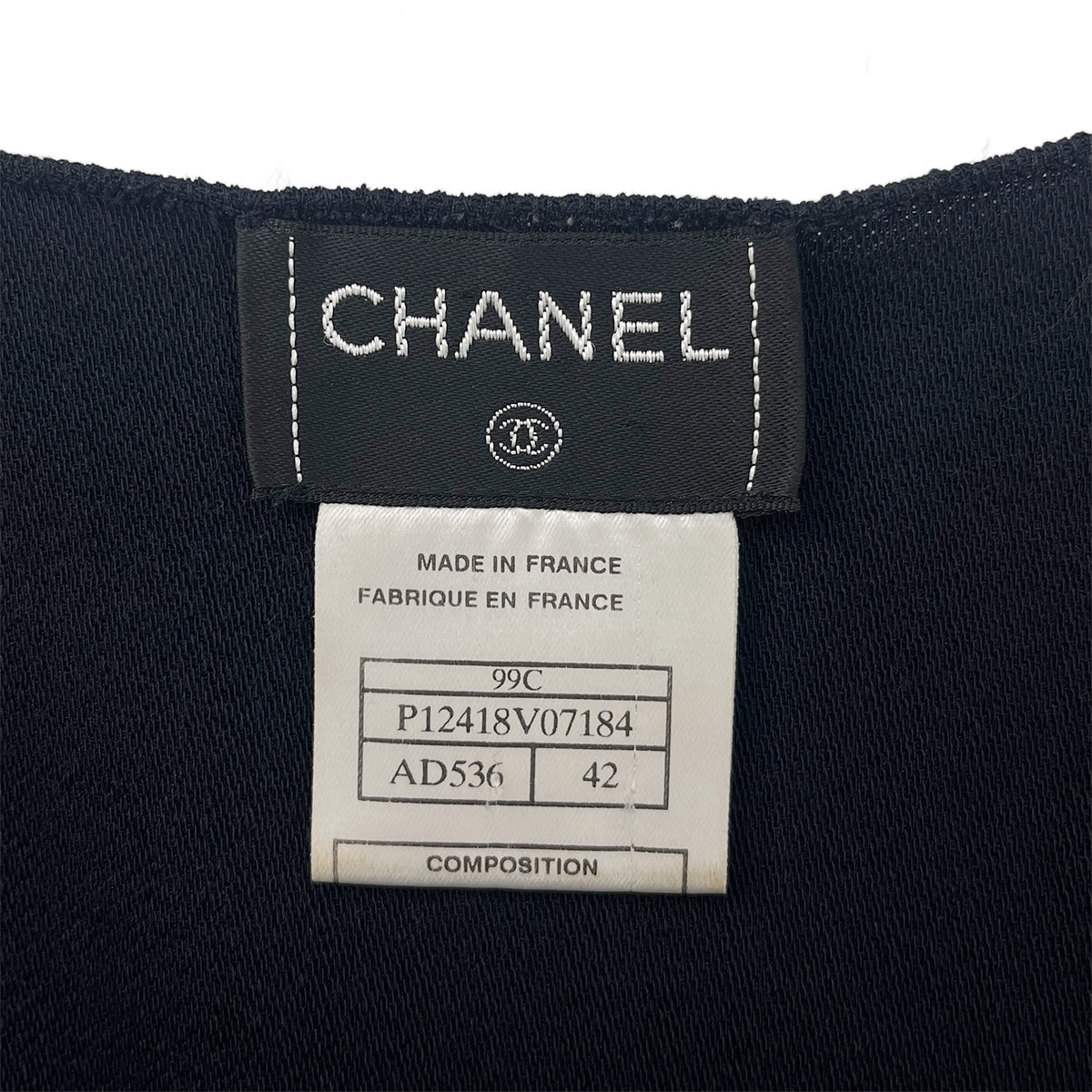 CHANEL VINTAGE COCO BUTTIN SLEEVELESS TOPS NAVY WOOL 42 99C RTW 90288509