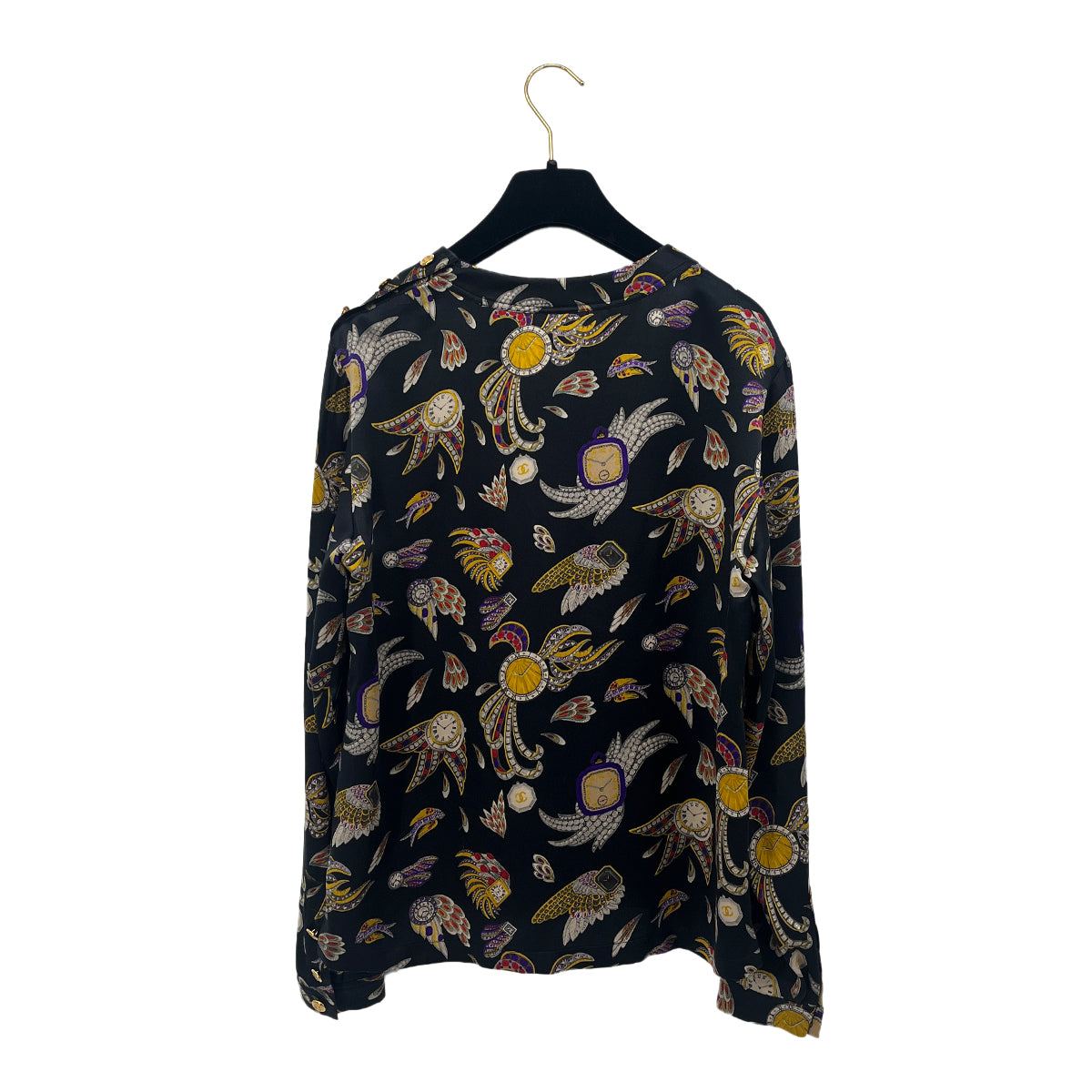 CHANEL VINTAGE COCO BUTTON BLOUSE MULTICOLOR SILK 36 RTW 90288510