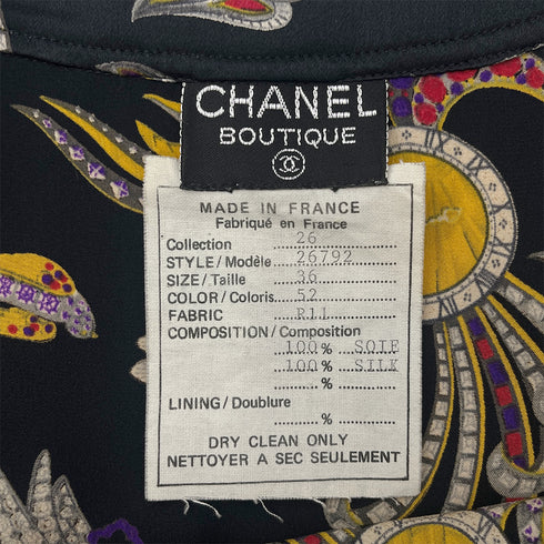 CHANEL VINTAGE COCO BUTTON BLOUSE MULTICOLOR SILK 36 RTW 90288510 - PURPOSE
