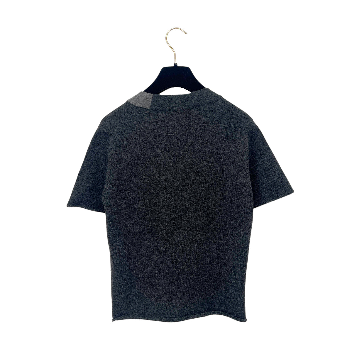 CHANEL VINTAGE BICOLOR HALF SLEEVE KNIT TOPS BLACK GRAY 36 98A RTW 90288511