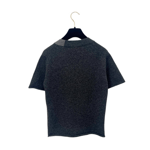 CHANEL VINTAGE BICOLOR HALF SLEEVE KNIT TOPS BLACK GRAY 36 98A RTW 90288511 - PURPOSE