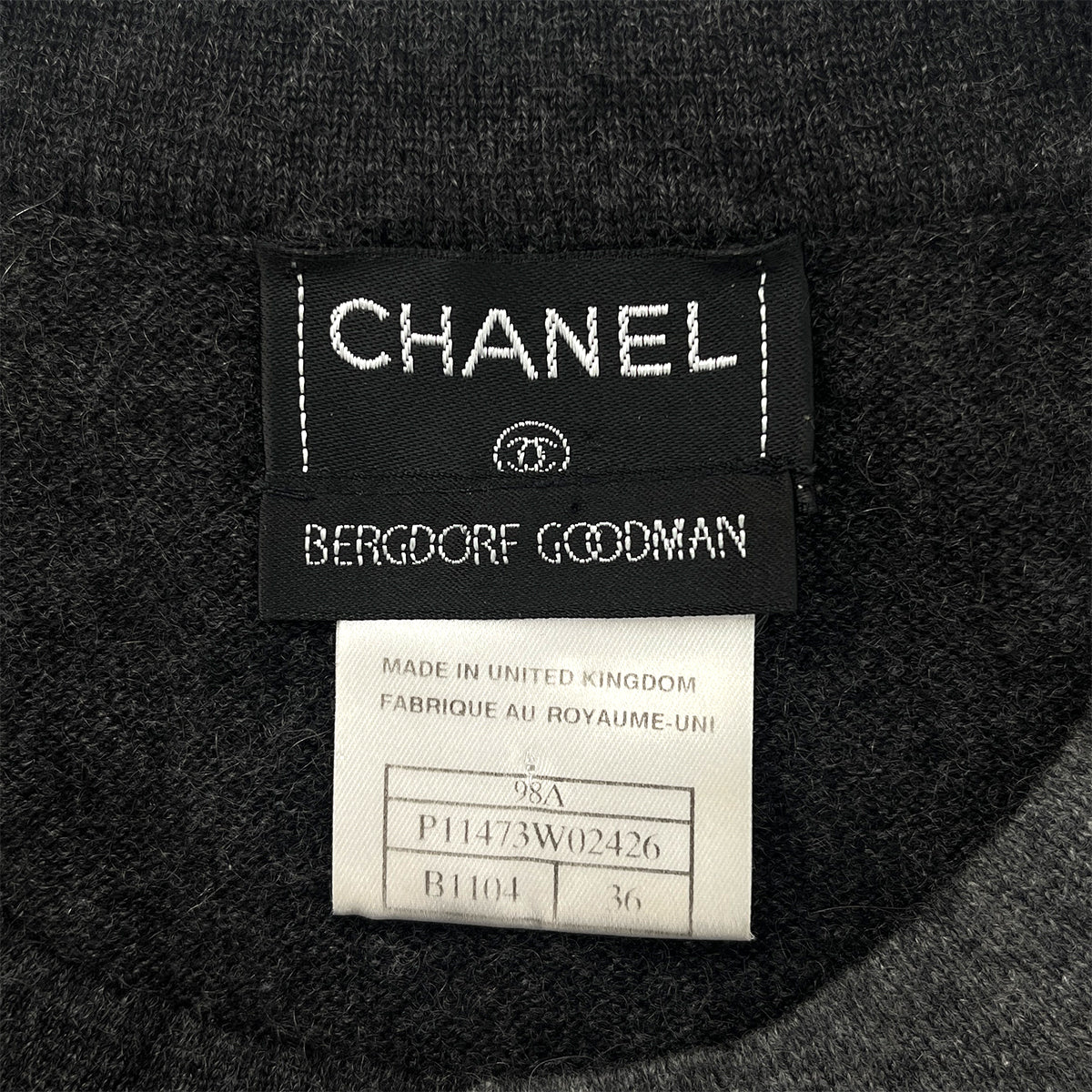 CHANEL VINTAGE BICOLOR HALF SLEEVE KNIT TOPS BLACK GRAY 36 98A RTW 90288511
