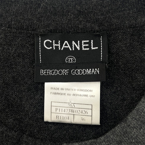 CHANEL VINTAGE BICOLOR HALF SLEEVE KNIT TOPS BLACK GRAY 36 98A RTW 90288511 - PURPOSE