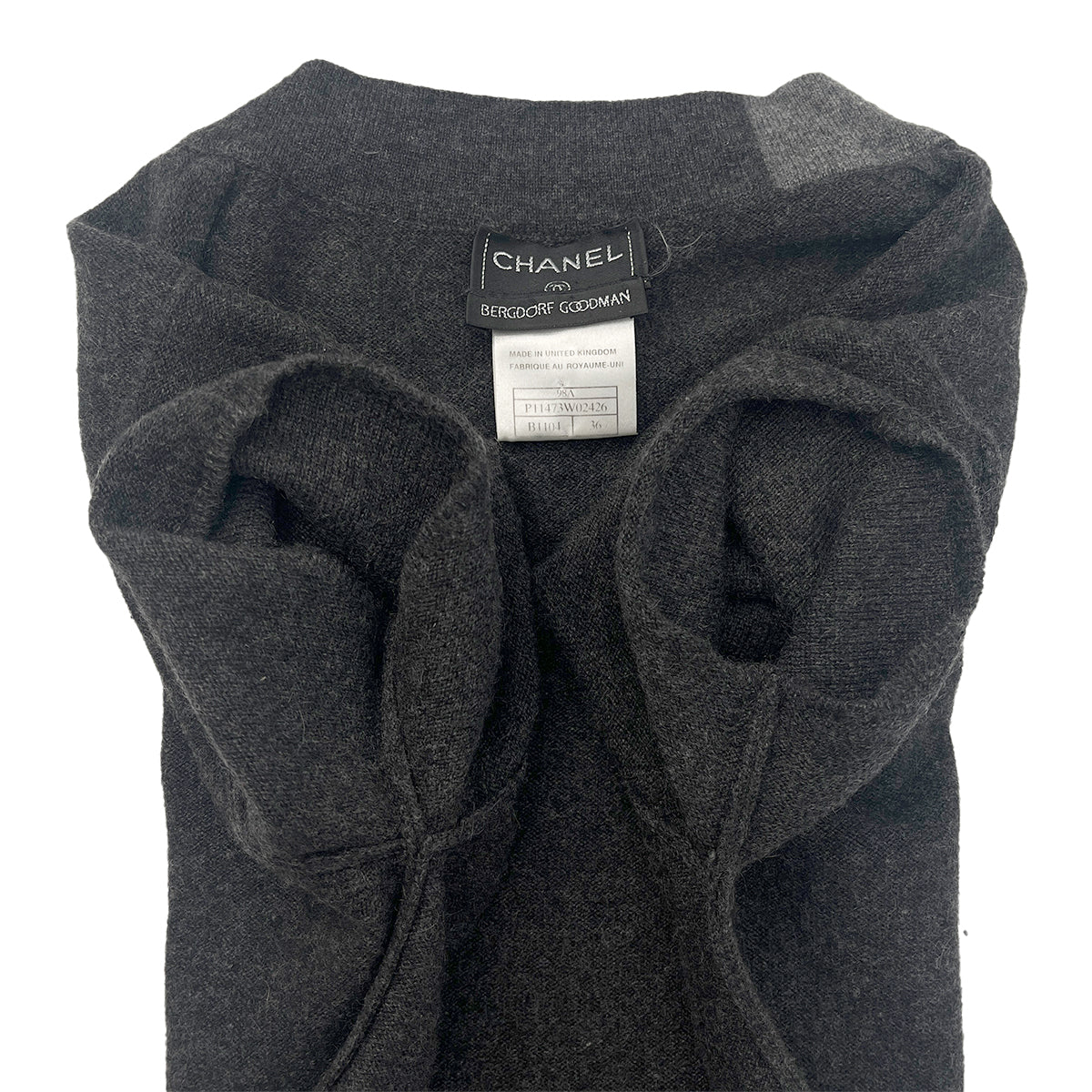 CHANEL VINTAGE BICOLOR HALF SLEEVE KNIT TOPS BLACK GRAY 36 98A RTW 90288511