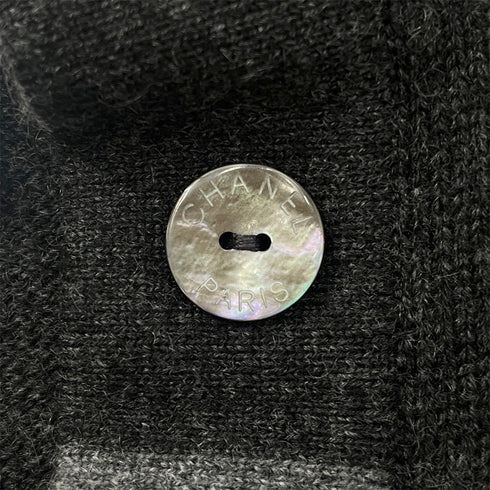 CHANEL VINTAGE LOGO BUTTON CARDIGAN GRAY CASHMERE 36 98A RTW 90288512 - PURPOSE