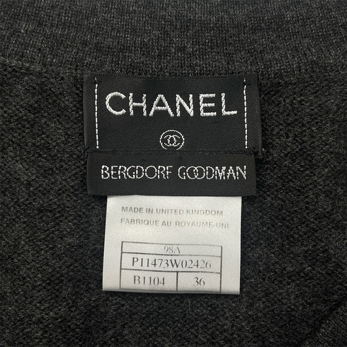 CHANEL VINTAGE LOGO BUTTON CARDIGAN GRAY CASHMERE 36 98A RTW 90288512 - PURPOSE