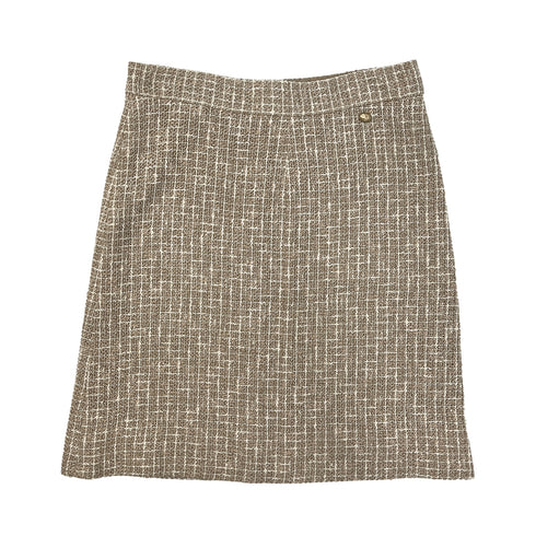 CHANEL TWEED JACKET SKIRT SET BEIGE COTTON 44 P50 RTW 90288513
