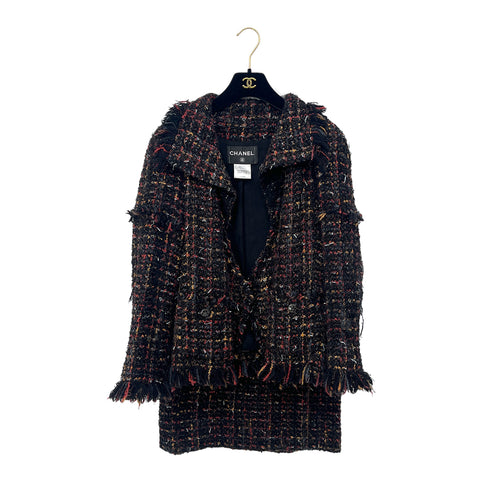 CHANEL TWEED JACKET SKIRT SET COCO BUTTON MULTICOLOR WOOL 40 P39 RTW 90288514