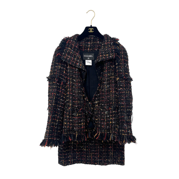 CHANEL TWEED JACKET SKIRT SET COCO BUTTON MULTICOLOR WOOL 40 P39 RTW 90288514