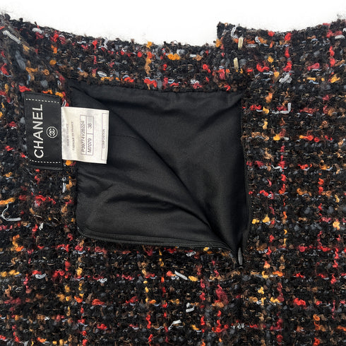CHANEL TWEED JACKET SKIRT SET COCO BUTTON MULTICOLOR WOOL 40 P39 RTW 90288514