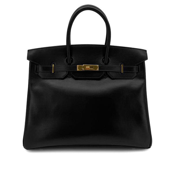 HERMES BIRKIN 35 BLACK BOX CALF HAND BAG □G GHW 90288534 - PURPOSE