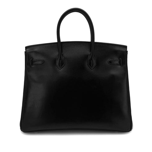 HERMES BIRKIN 35 BLACK BOX CALF HAND BAG □G GHW 90288534 - PURPOSE