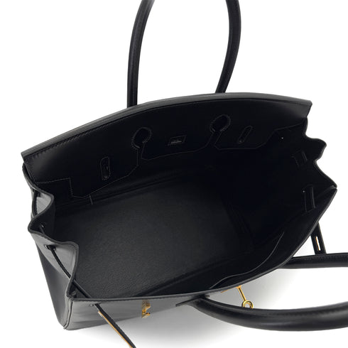 HERMES BIRKIN 35 BLACK BOX CALF HAND BAG □G GHW 90288534 - PURPOSE