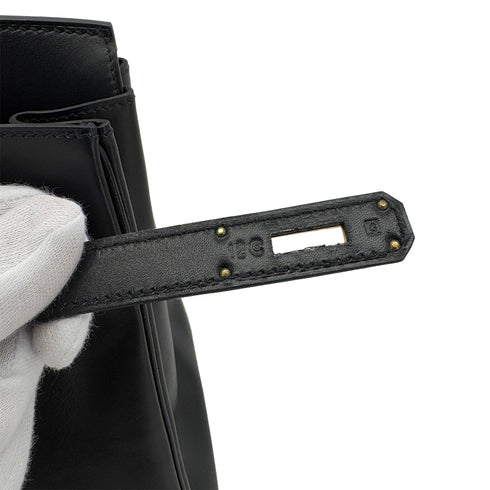 HERMES BIRKIN 35 BLACK BOX CALF HAND BAG □G GHW 90288534 - PURPOSE