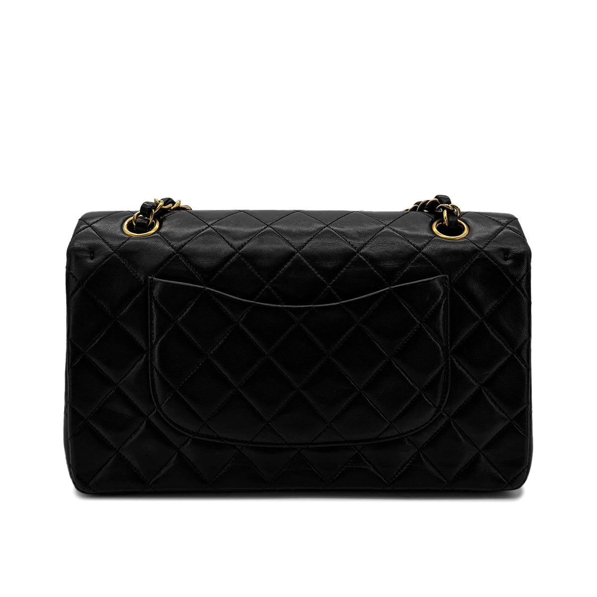 CHANEL VINTAGE CLASSIC FLAP MEDIUM CHAIN SHOULDER BAG BLACK LAMB SKIN 90288700