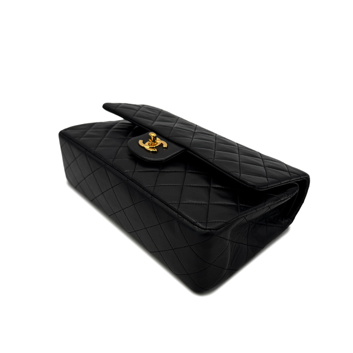 CHANEL VINTAGE CLASSIC FLAP MEDIUM CHAIN SHOULDER BAG BLACK LAMB SKIN 90288700