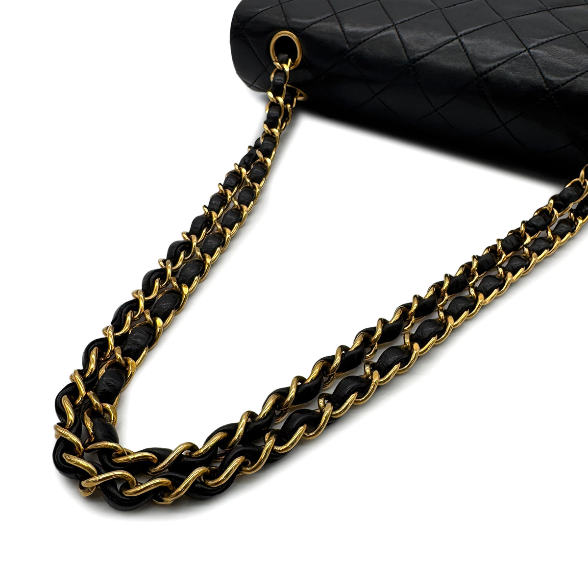 CHANEL VINTAGE CLASSIC FLAP MEDIUM CHAIN SHOULDER BAG BLACK LAMB SKIN 90288700