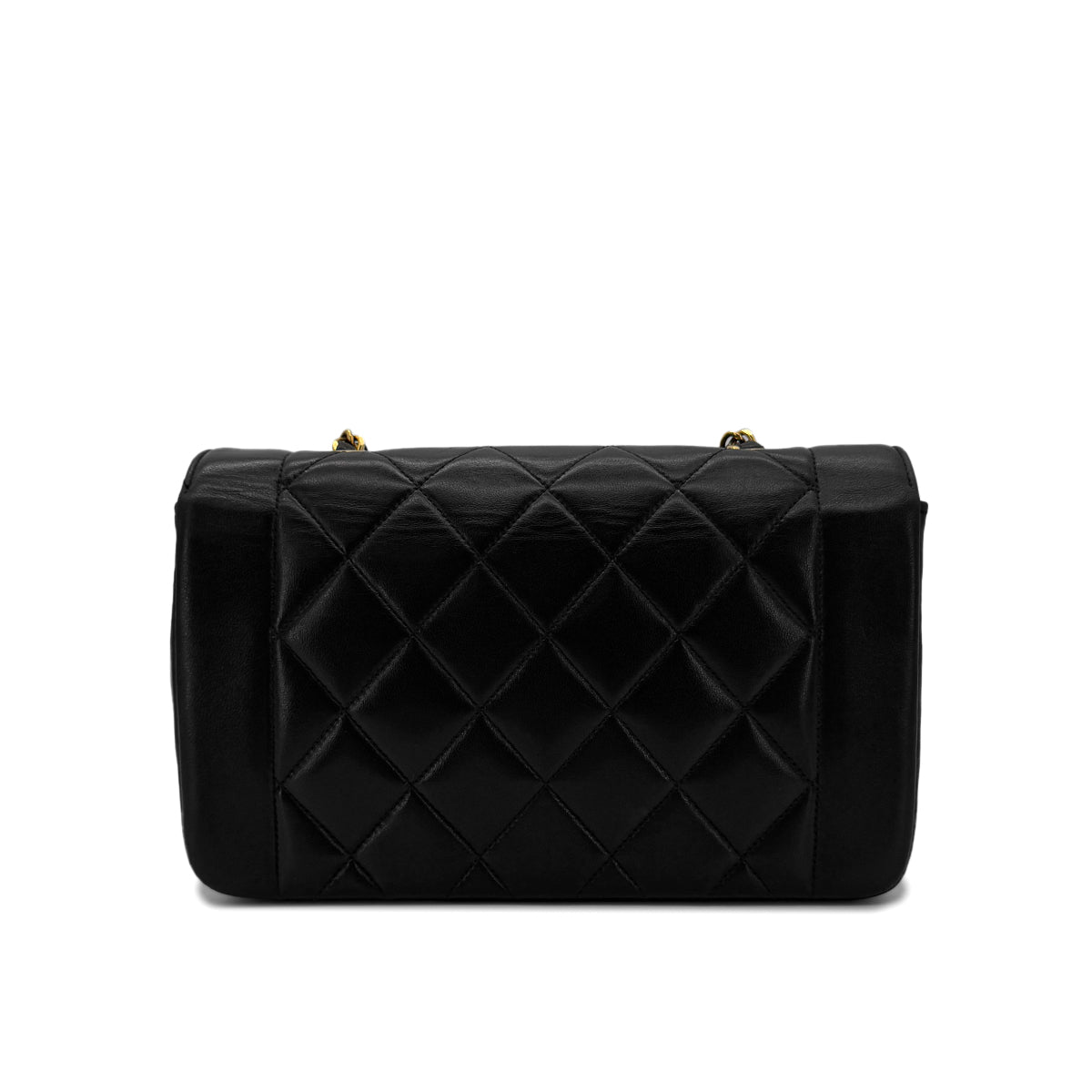 CHANEL VINTAGE DIANA SMALL CHAIN SHOULDER BAG BLACK LAMB SKIN 90288703