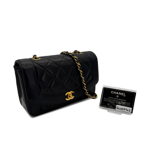 CHANEL VINTAGE DIANA SMALL CHAIN SHOULDER BAG BLACK LAMB SKIN 90288703 - PURPOSE