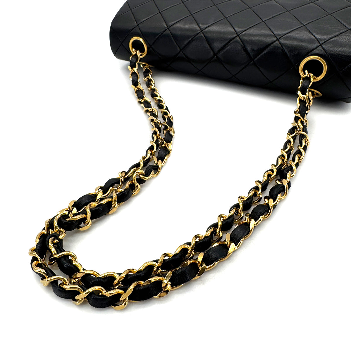 CHANEL VINTAGE CLASSIC FLAP SMALL CHAIN SHOULDER BAG BLACK LAMB SKIN 90288705