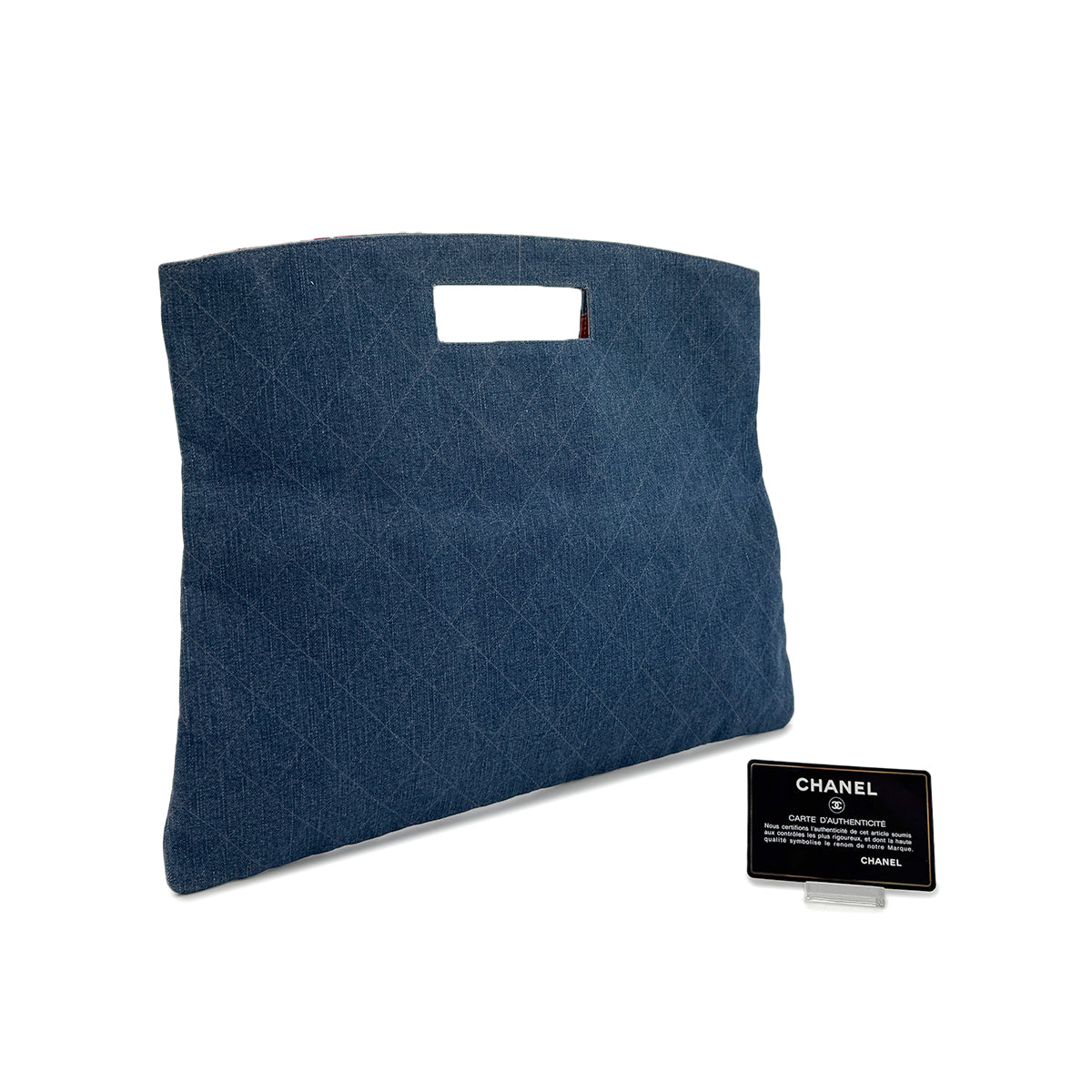 CHANEL VINTAGE MATELASSE HAND BAG BLUE DENIM 90288706