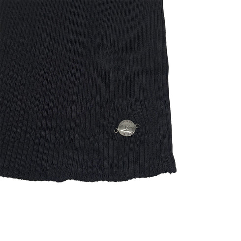 CHANEL VINTAGE COCO BUTTON PUFF SLEEVES RIB KNIT TOPS BLACK RAYON 40 97A RTW 90288717 - PURPOSE