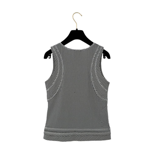 CHANEL PLAID SLEEVELESS TOPS BLACK NYLON 34 08C RTW 90288718