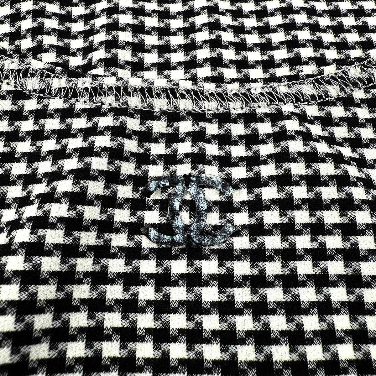 CHANEL PLAID SLEEVELESS TOPS BLACK NYLON 34 08C RTW 90288718