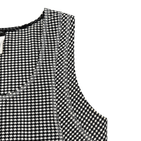 CHANEL PLAID SLEEVELESS TOPS BLACK NYLON 34 08C RTW 90288718