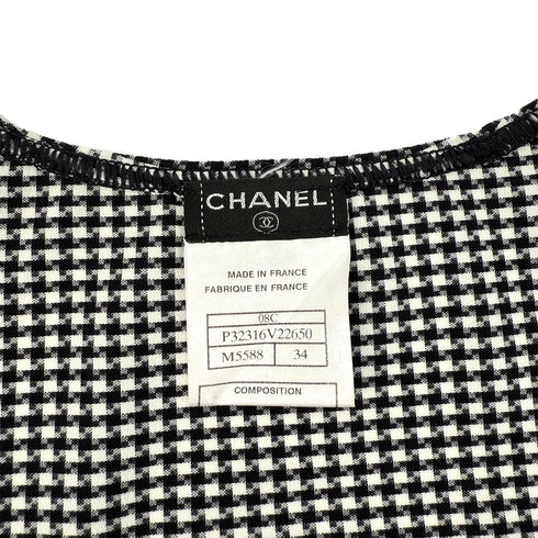 CHANEL PLAID SLEEVELESS TOPS BLACK NYLON 34 08C RTW 90288718