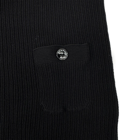 CHANEL SLEEVELESS TOPS LOGO BUTTON BLACK COTTON 34 07C RTW 90288719