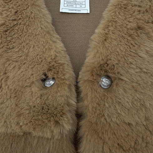 CHANEL VINTAGE COCO BUTTON VEST GILET BEIGE RABBIT 38 97A RTW 90288720 - PURPOSE
