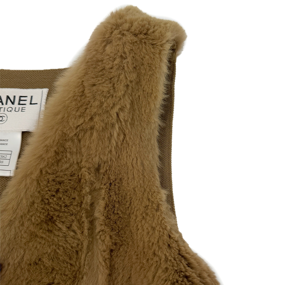 CHANEL VINTAGE COCO BUTTON VEST GILET BEIGE RABBIT 38 97A RTW 90288720