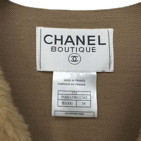CHANEL VINTAGE COCO BUTTON VEST GILET BEIGE RABBIT 38 97A RTW 90288720 - PURPOSE