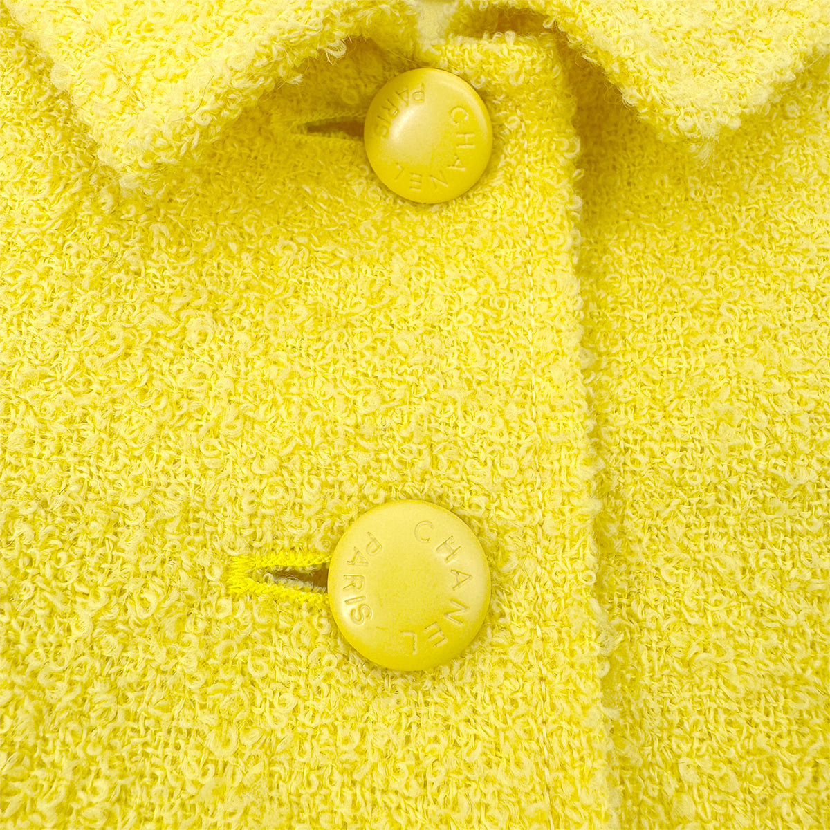 CHANEL VINTAGE BOUCLE SLEEVELESS VEST BRIGHT YELLOW WOOL 40 96C RTW 90288721