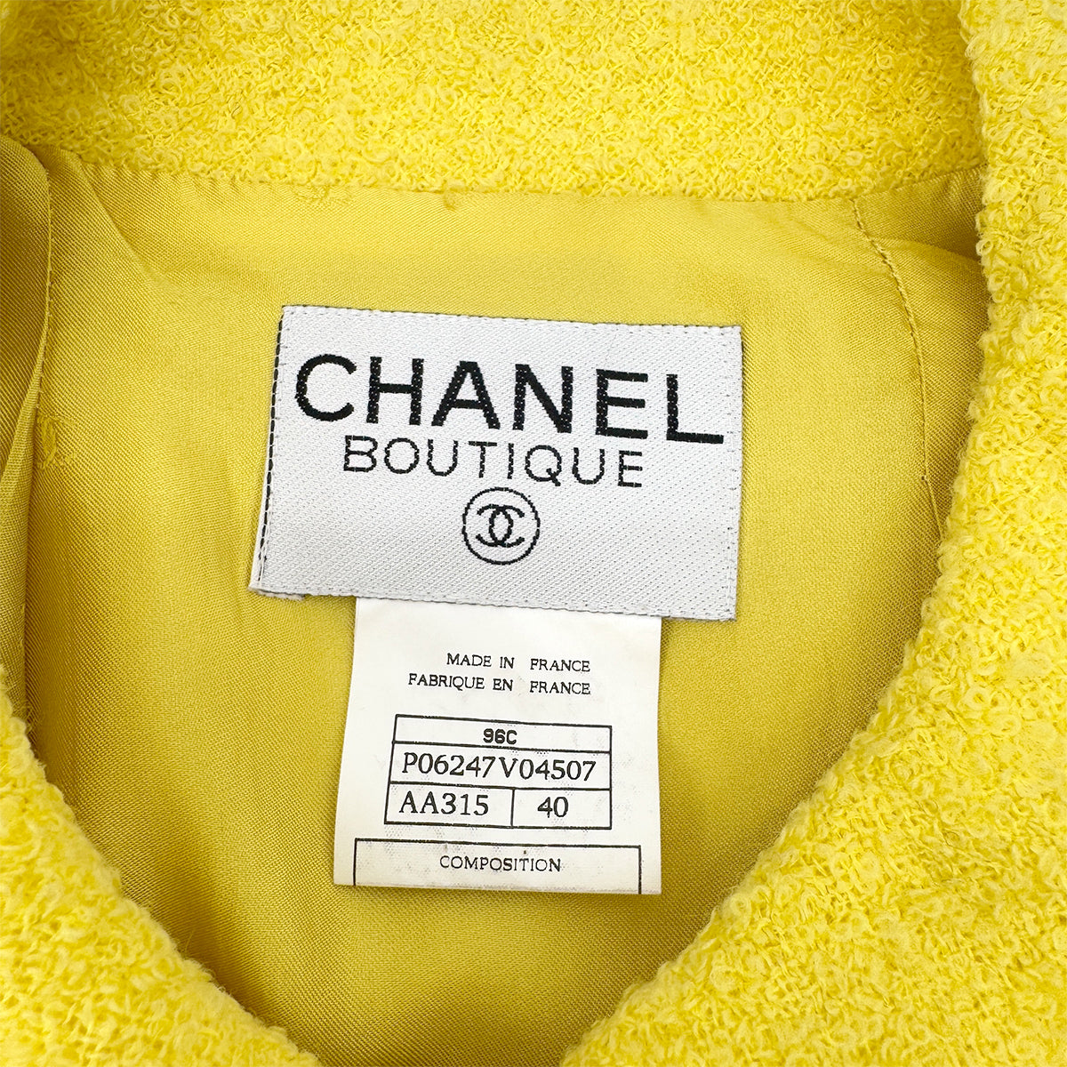 CHANEL VINTAGE BOUCLE SLEEVELESS VEST BRIGHT YELLOW WOOL 40 96C RTW 90288721