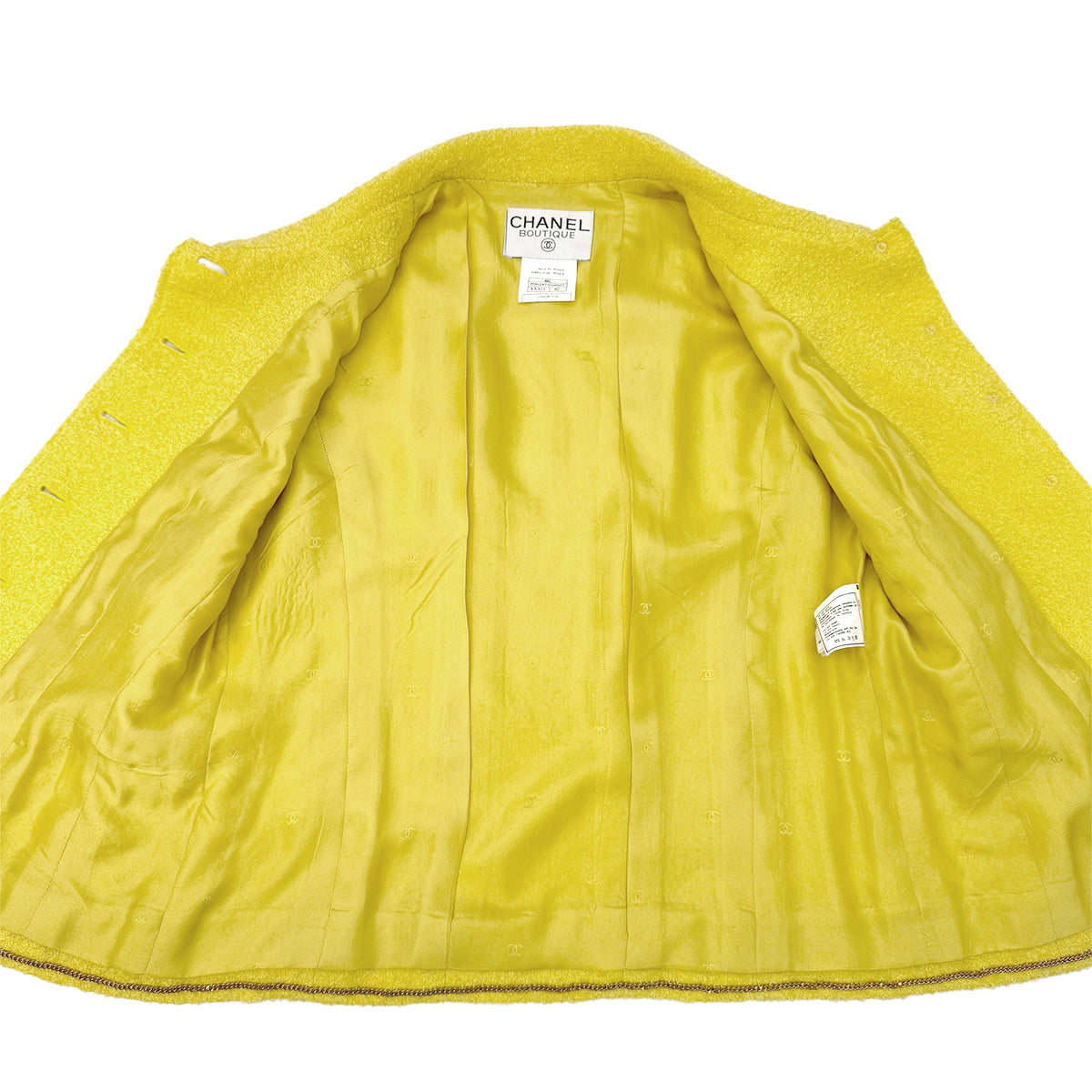 CHANEL VINTAGE BOUCLE SLEEVELESS VEST BRIGHT YELLOW WOOL 40 96C RTW 90288721