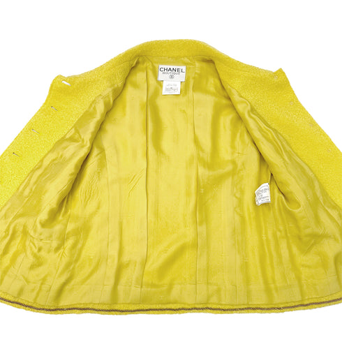 CHANEL VINTAGE BOUCLE SLEEVELESS VEST BRIGHT YELLOW WOOL 40 96C RTW 90288721 - PURPOSE