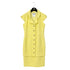 CHANEL GRIPOA COCO BUTTON SLEEVELESS TWEED DRESS WITH BELT YELLOW COTTON 42 P42 RTW 90288722